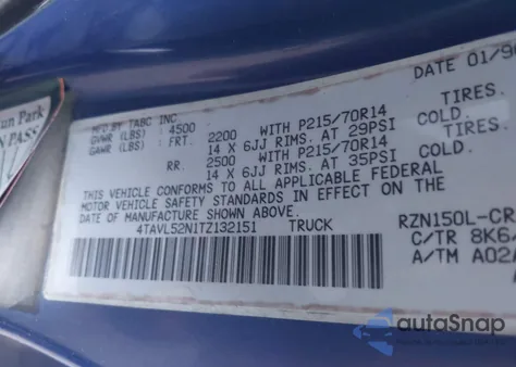 1996 Toyota Tacoma Xtracab from USA, damaged, VIN 4TAVL52N1TZ132151